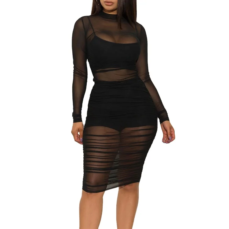 Women 3pcs set Sexy Slim Mesh Longsleeve sheer dress ladies transparent mesh see through bodycon dress
Women 3pcs set Sexy Slim Mesh Longsleeve sheer dress ladies transparent mesh see through bodycon dress