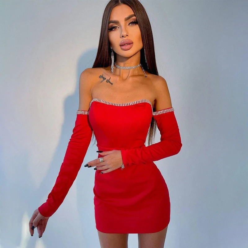 Lagerfe Diamond Luxury Off Shoulder Long Sleeve Mini Dress Women 2021 Sexy Party Evening Fashion Apparel Bodycon Casual Clothing
Lagerfe Diamond Luxury Off Shoulder Long Sleeve Mini Dress Women 2021 Sexy Party Evening Fashion Apparel Bodycon Casual Clothing