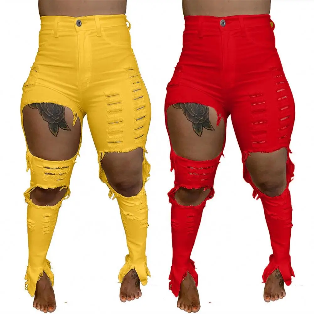 Ripped Trousers Women Plus Size Pants Women's Jeans Long Pants Ripped Jeans for Women
Ripped Trousers Women Plus Size Pants Women's Jeans Long Pants Ripped Jeans for Women