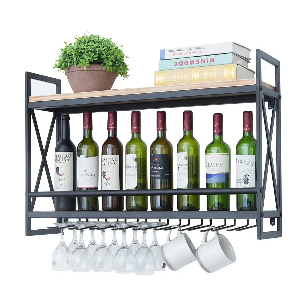 Wine Racks Wall Mounted with 9 Stem Glass Holder 31.5in 2-Tiers Wall Mount Holder Glass Rack Wood Shelves Wall Shelf Home Decor
Wine Racks Wall Mounted with 9 Stem Glass Holder 31.5in 2-Tiers Wall Mount Holder Glass Rack Wood Shelves Wall Shelf Home Decor