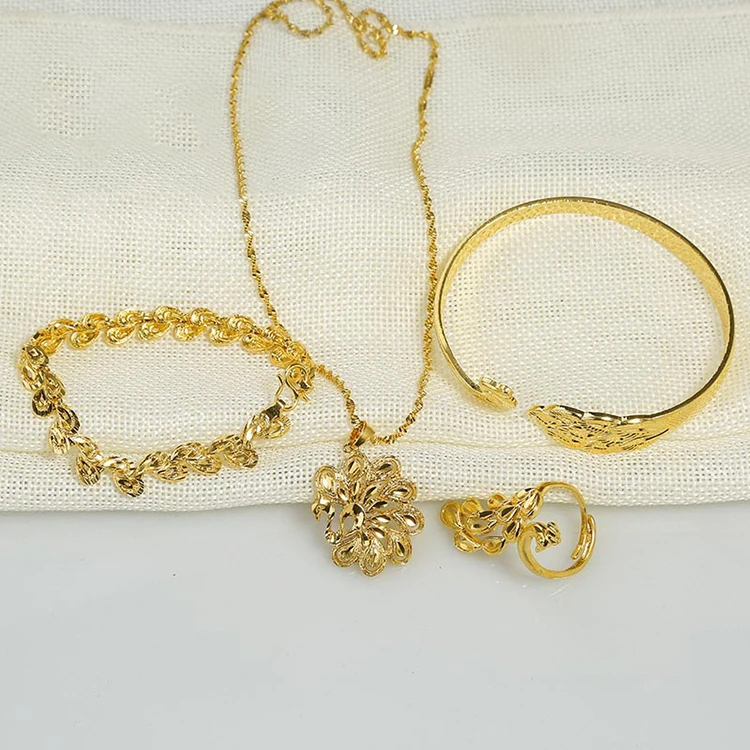 Bridal Jewelry Set Golden Peacock Jewelry Bride Wedding Gold Necklace Bracelet Four Piece Memorial Gift Wholesale
Bridal Jewelry Set Golden Peacock Jewelry Bride Wedding Gold Necklace Bracelet Four Piece Memorial Gift Wholesale