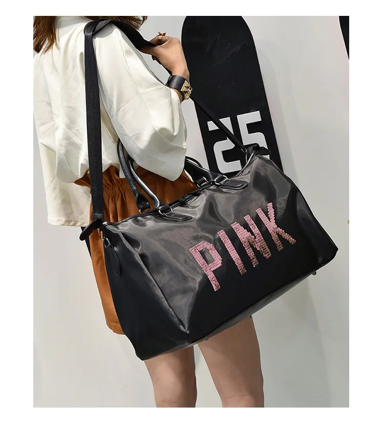 Waterproof Lady women Bag Large Capacity Sequined Pink black Travel Bag Women Outdoor Handbag
Waterproof Lady women Bag Large Capacity Sequined Pink black Travel Bag Women Outdoor Handbag