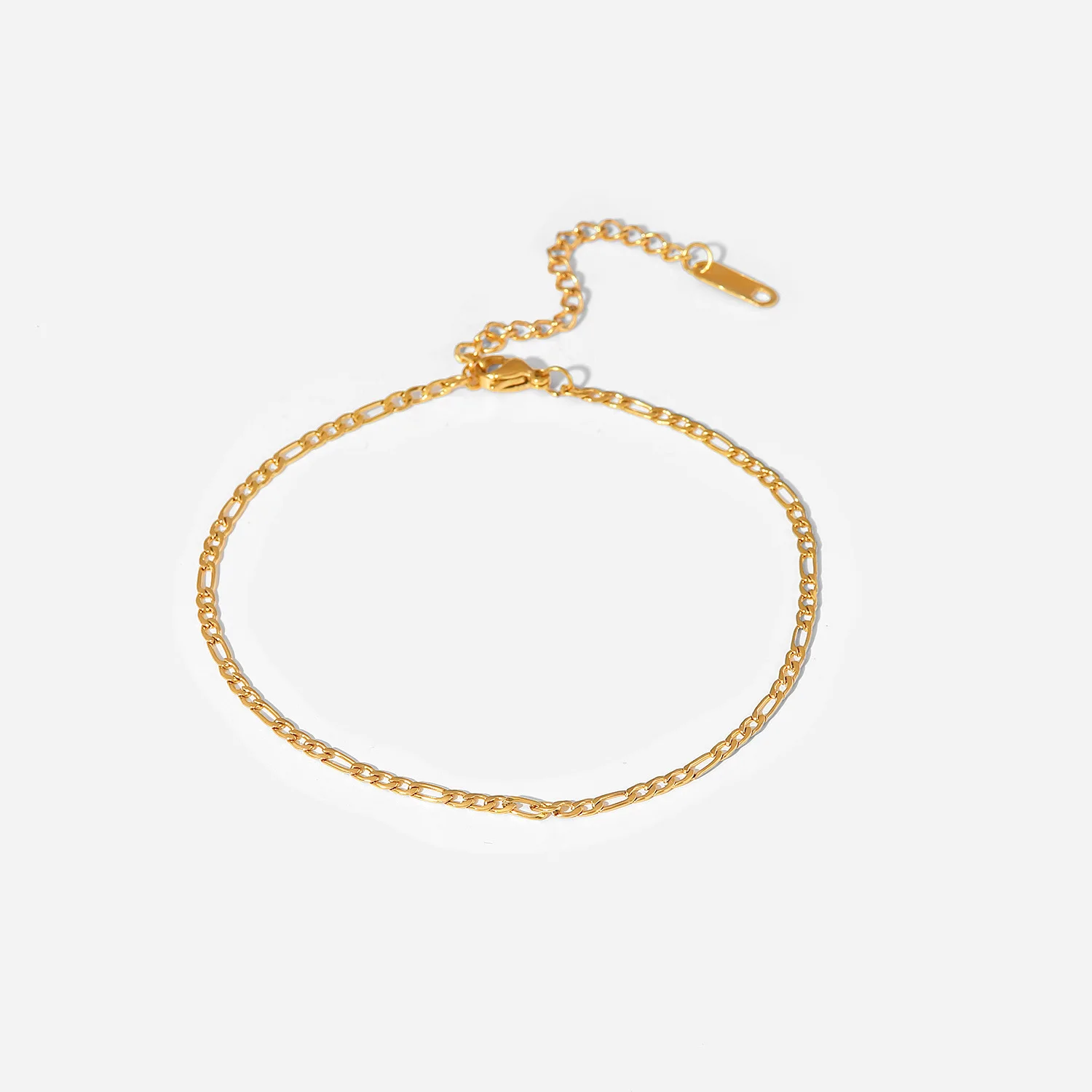 Wholesale 18k PVD gold plated figaro chain anklet stainless steel bracelet for women
Wholesale 18k PVD gold plated figaro chain anklet stainless steel bracelet for women