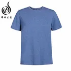 wholesale custom LOGO High Quality Breathable Dyed Heather Yarn Blue 100% 26S Combed Cotton Men's T Shirts