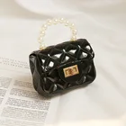 2020 PVC Jelly Quilted Pearl Handle Tote Kids Purse Mini Handbags