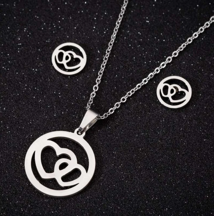 Exquisite Love Heart Stud Earrings Necklace Jewelry Sets for Women Girls Cute Stainless Steel Jewelry set, Gold silver
Exquisite Love Heart Stud Earrings Necklace Jewelry Sets for Women Girls Cute Stainless Steel Jewelry set, Gold silver