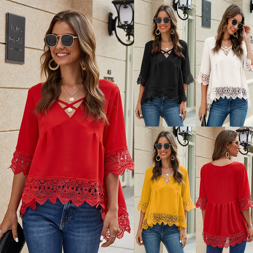 T-shirt Women Tshirt Lace Patchwork Vintage 2020 Loose Big Size European Hollow Out Chiffon T Shirt Vestidos Ropa Mujer Coldker, As shown on picture
T-shirt Women Tshirt Lace Patchwork Vintage 2020 Loose Big Size European Hollow Out Chiffon T Shirt Vestidos Ropa Mujer Coldker, As shown on picture