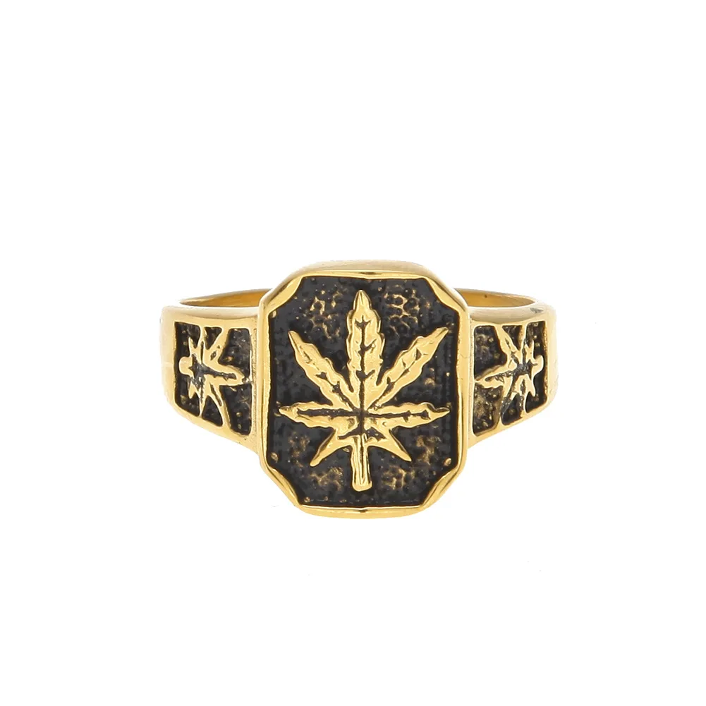 Retro Hip-Hop Men's Hemp Leaf Vintage Rings Stainless Steel Rings, Pure color (picture color)
Retro Hip-Hop Men's Hemp Leaf Vintage Rings Stainless Steel Rings, Pure color (picture color)