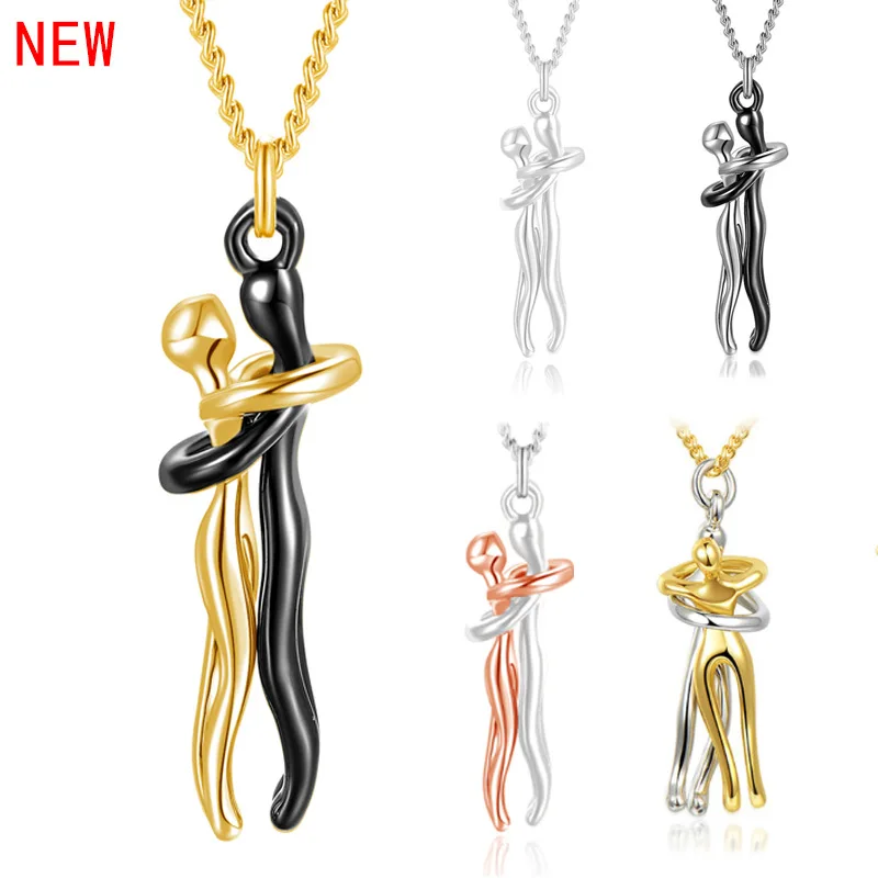 High Quality Copper Plated Two-tone Lovers Hug Necklace Pendant Personalized Couple Hug Necklace Jewelry for Valentine's Gift, As show
High Quality Copper Plated Two-tone Lovers Hug Necklace Pendant Personalized Couple Hug Necklace Jewelry for Valentine's Gift, As show
