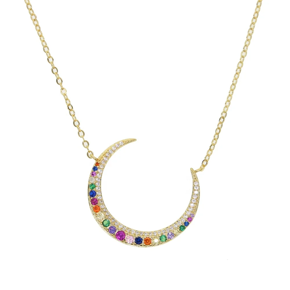 2021 high quality AAA cubic zirconia CZ jewelry Crescent Moon pendant rainbow colorful cz bright necklace
2021 high quality AAA cubic zirconia CZ jewelry Crescent Moon pendant rainbow colorful cz bright necklace