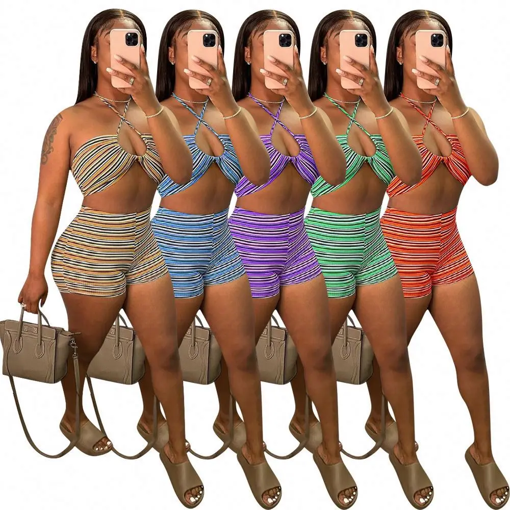 MISS New Style Sexy Stripe Two Piece Short Sets Women Hollowed Out Vest Short WomenS Two Piece Set
MISS New Style Sexy Stripe Two Piece Short Sets Women Hollowed Out Vest Short WomenS Two Piece Set