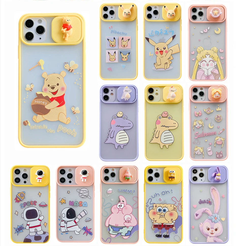 For iPhone 12 11 Pro Max XR 7 8 Plus Slide Camera Lens Protection 3D Cute Cartoon Phone Case Cover With Doll 
For iPhone 12 11 Pro Max XR 7 8 Plus Slide Camera Lens Protection 3D Cute Cartoon Phone Case Cover With Doll