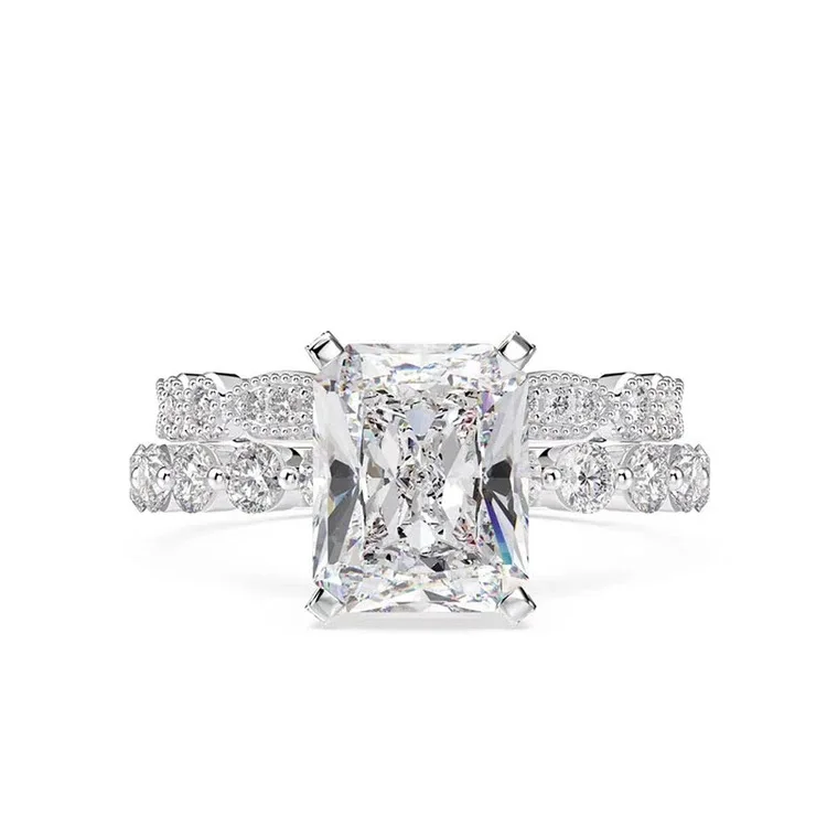 925 sterling silver exquisite romantic wedding zircon ring ring set wholesale ladies engagement ring, Picture shows
925 sterling silver exquisite romantic wedding zircon ring ring set wholesale ladies engagement ring, Picture shows