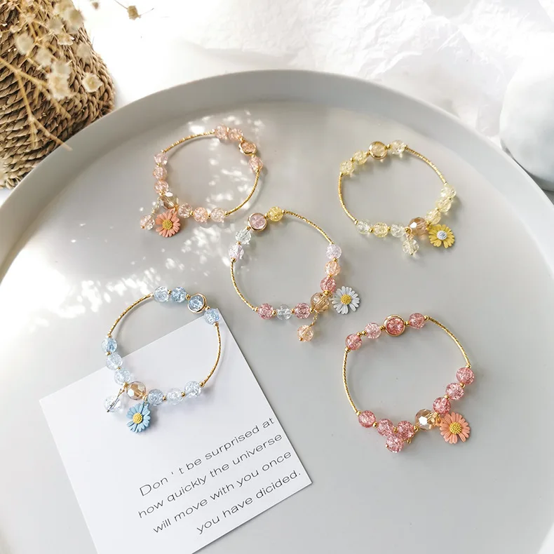 Sweet Daisy Pendant Crystal Beaded Bracelet & Bangles Crystal Handmade Gift for Teen Girls Cute Charm Bracelet Wrist Accessories, 5 colors
Sweet Daisy Pendant Crystal Beaded Bracelet & Bangles Crystal Handmade Gift for Teen Girls Cute Charm Bracelet Wrist Accessories, 5 colors