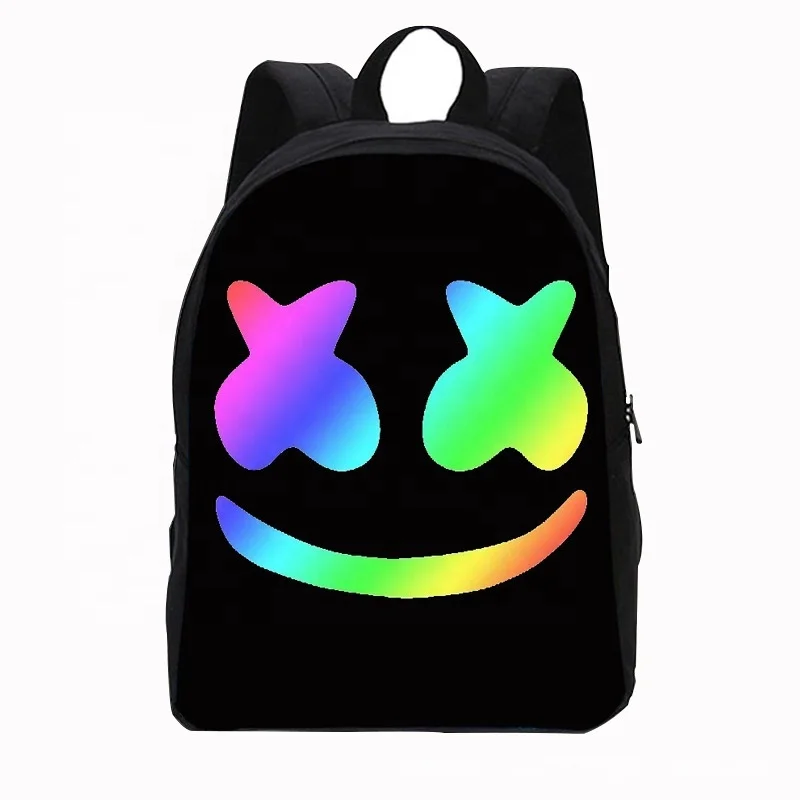 

DJ Marshmello Guy School Bag for Teenager Boys and Girls Kids Personized Schoolbag Marshmallow face Smile Hip-hop Funny Backpack, Customized color