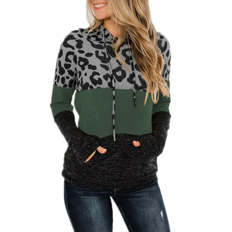 Casual Leopard Print Contrast Color Girl Sweater New Hooded Drawstring Ladies Sweater Hooded Shirt, Pictures show
Casual Leopard Print Contrast Color Girl Sweater New Hooded Drawstring Ladies Sweater Hooded Shirt, Pictures show