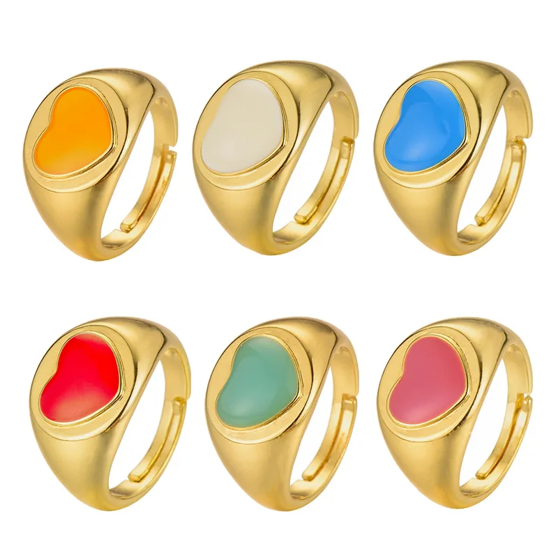 Wholesale oil dripping heart-shaped love ring female copper real gold plated wedding open adjustable finger ring for women
Wholesale oil dripping heart-shaped love ring female copper real gold plated wedding open adjustable finger ring for women