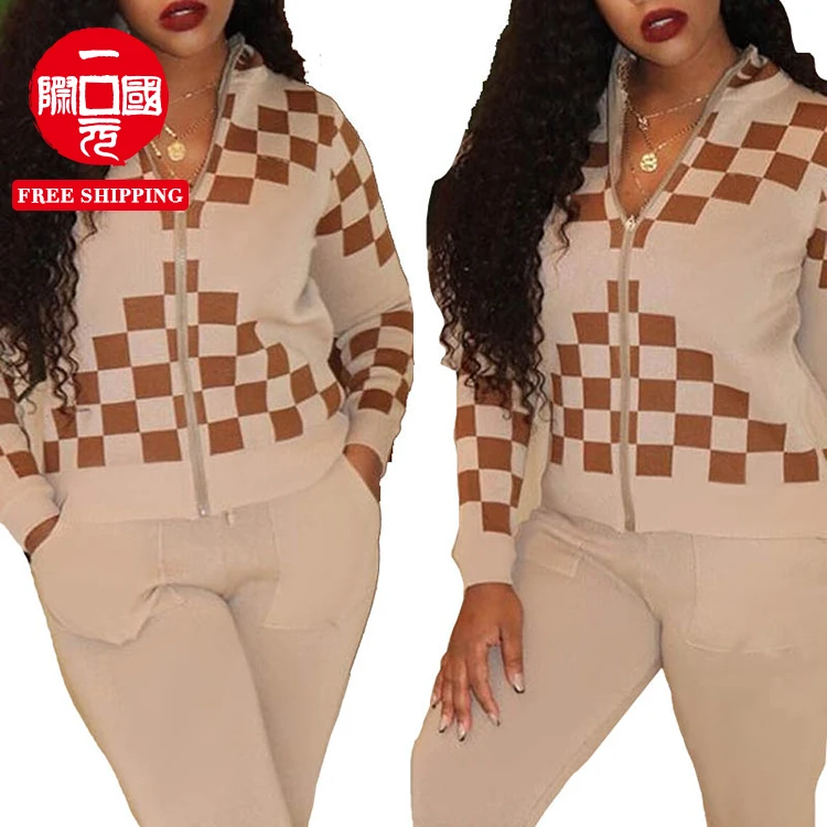 Fashion casual checkered digital printing zipper jacket suit girls' clothing sets
Fashion casual checkered digital printing zipper jacket suit girls' clothing sets