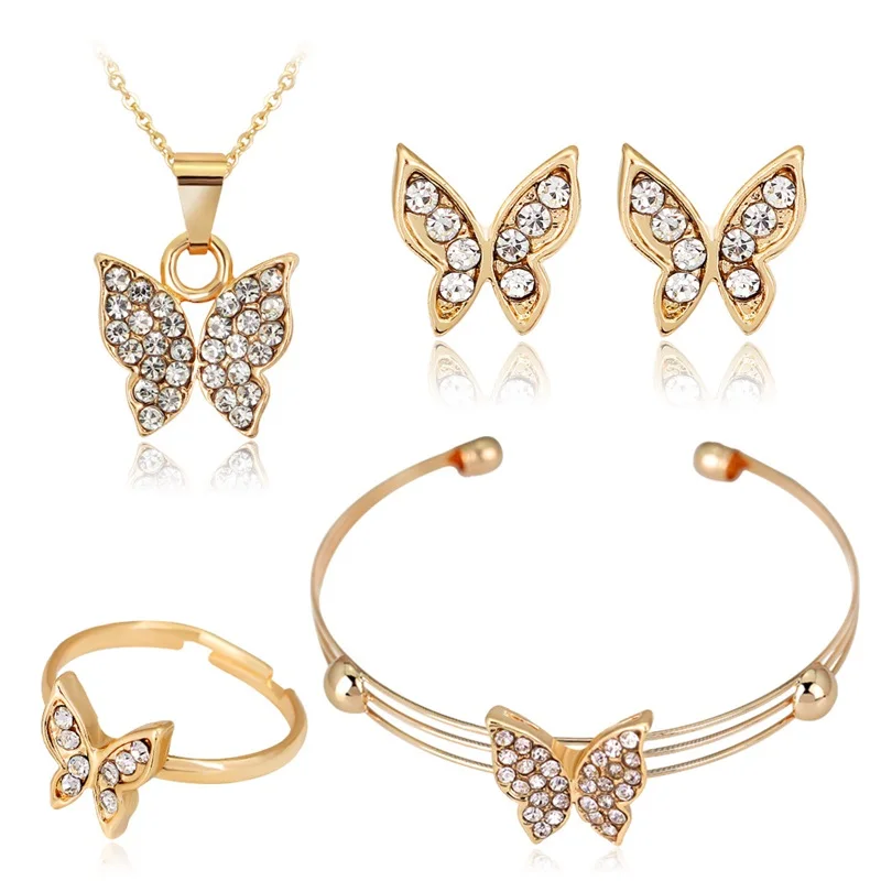 Hot selling necklace set new diamond small butterfly earrings ring bracelet four-piece set
Hot selling necklace set new diamond small butterfly earrings ring bracelet four-piece set