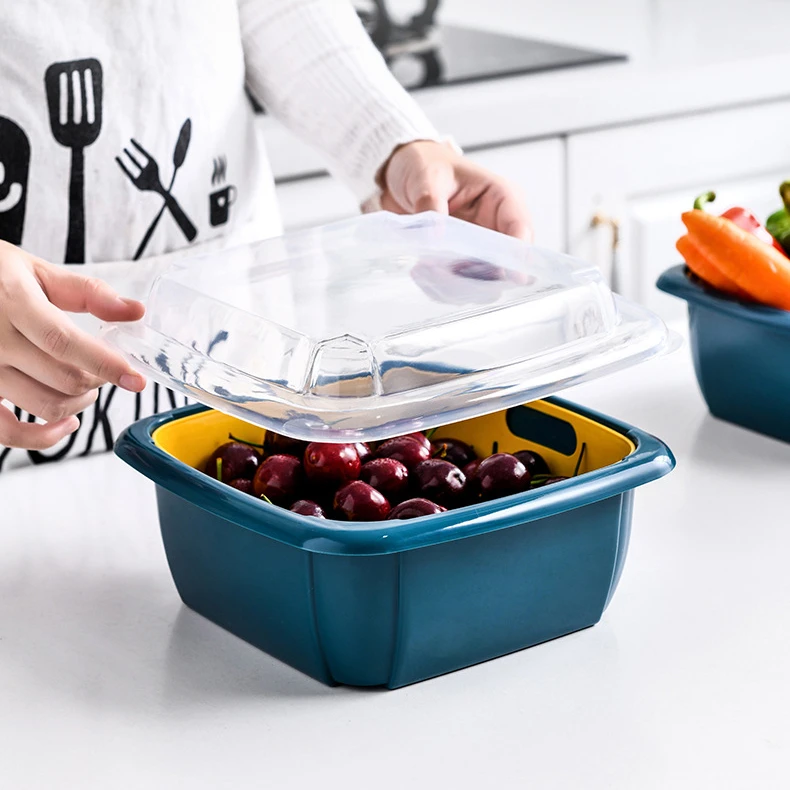 Creative and multi-functional double-layer covered asphalt basket kitchen refrigerator asphalt crisper plastic fruit storage bas, Customized color
Creative and multi-functional double-layer covered asphalt basket kitchen refrigerator asphalt crisper plastic fruit storage bas, Customized color