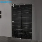 Stainless laminated tempered glass barn black shower screen room door