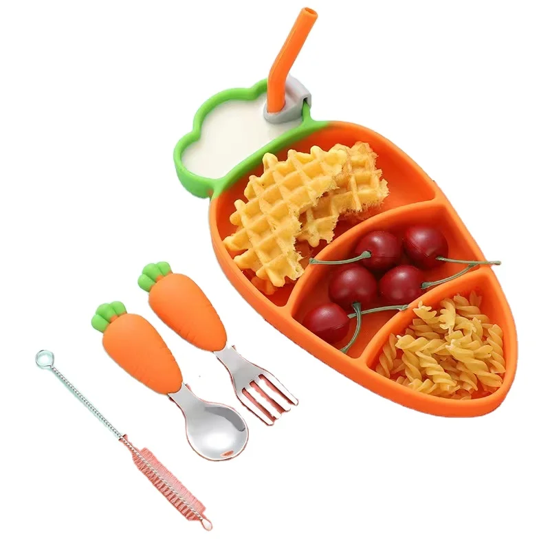 2022 Kids Silicone Carrot Compartment Soft Dinner Tray Suction Cup Silicone Baby Feeding Set
2022 Kids Silicone Carrot Compartment Soft Dinner Tray Suction Cup Silicone Baby Feeding Set