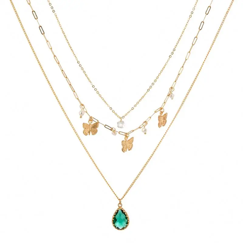 Cross-Border Butterfly Accessories Fashion Stainless Steel Necklace Exquisite Emerald Drop Zircon Multi-layer Necklace
Cross-Border Butterfly Accessories Fashion Stainless Steel Necklace Exquisite Emerald Drop Zircon Multi-layer Necklace
