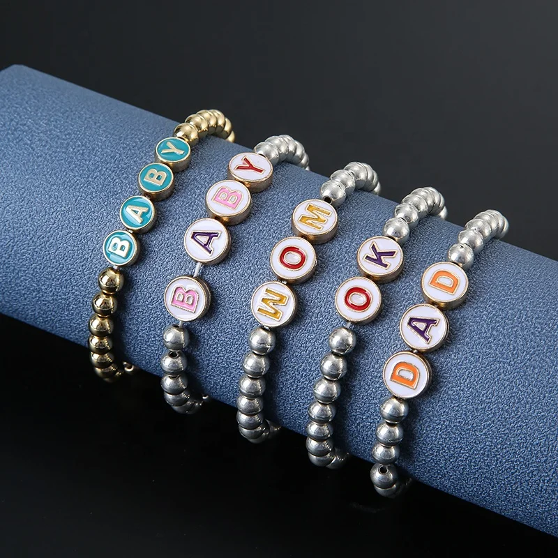 Wholesale Elastic Gold and silver beaded bracelet DIY Letter beads bracelet For women handmade Bracelet women Beaded jewelry, Picture
Wholesale Elastic Gold and silver beaded bracelet DIY Letter beads bracelet For women handmade Bracelet women Beaded jewelry, Picture