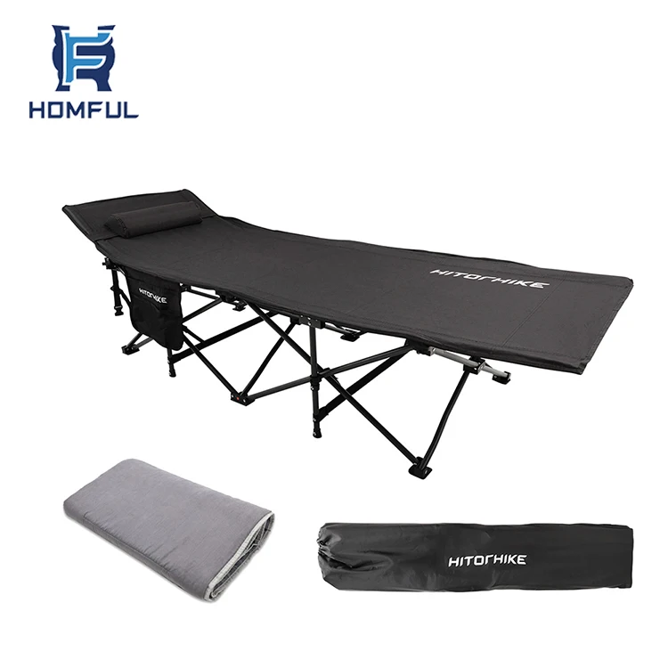 

HOMFUL New Style Iron Frame Easy Folding Outdoor Cots Sleeping Bed Portable Camping Cot, Black