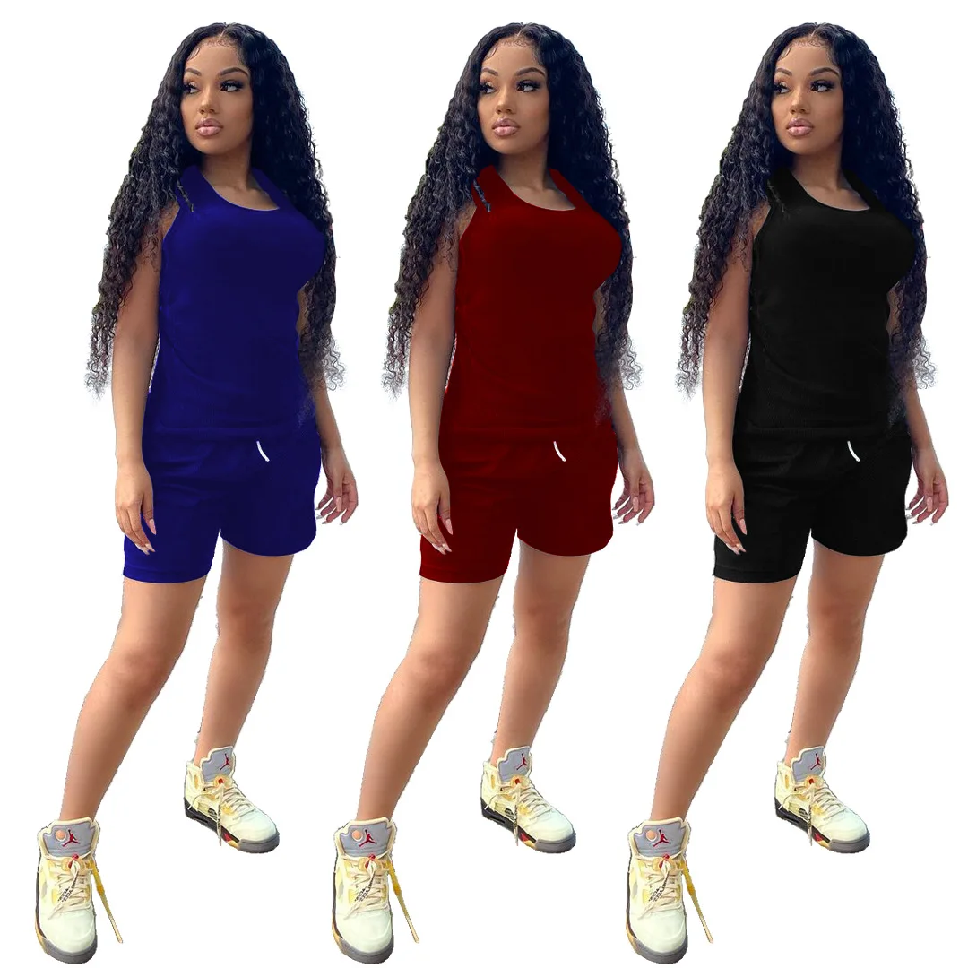 Wholesale summer fashion casual solid color round neck vest shorts sports 2 piece sets womens clothing 2021
Wholesale summer fashion casual solid color round neck vest shorts sports 2 piece sets womens clothing 2021