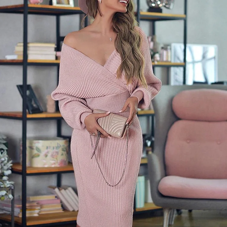 Long sleeve sexy wool V neck knitted sweater suit women office dresses suits, Four colors
Long sleeve sexy wool V neck knitted sweater suit women office dresses suits, Four colors