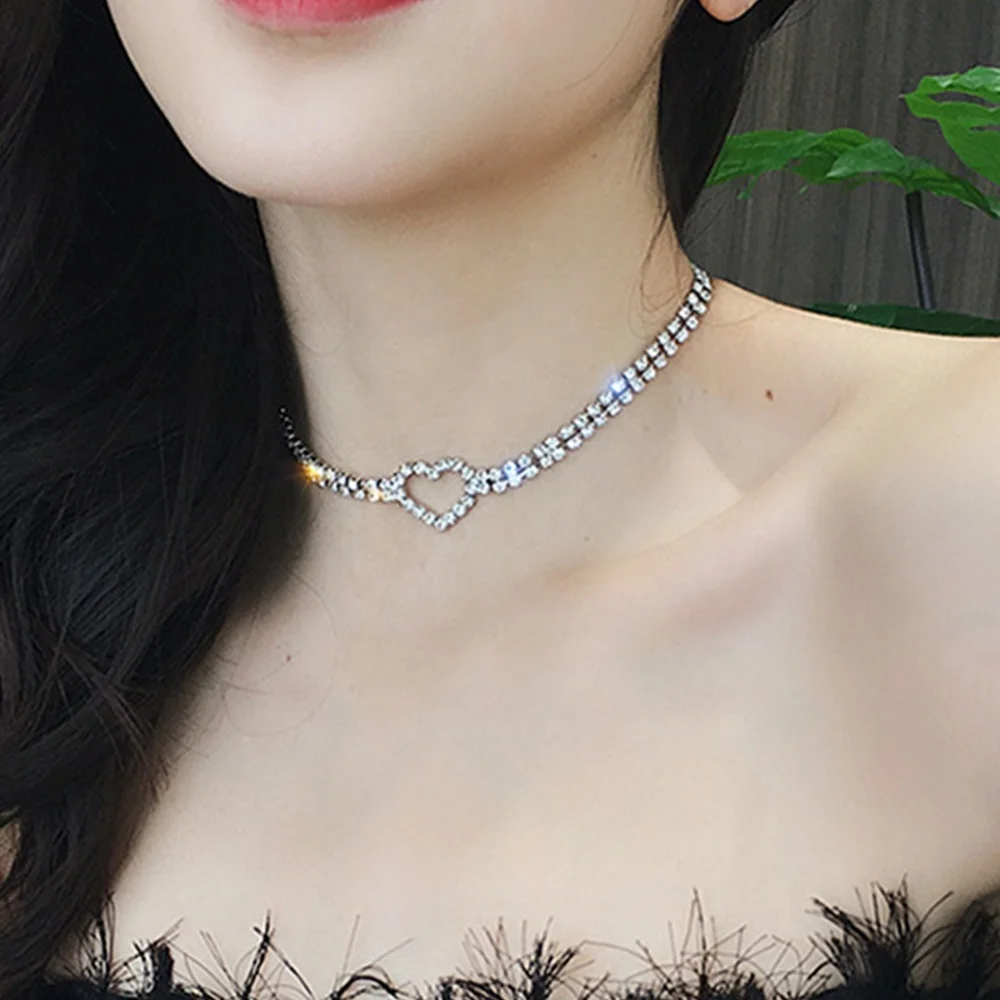 Personalized Full CZ Crystal Rhinestone Shiny Heart Choker Necklace Women Tennis Necklace, Silver
Personalized Full CZ Crystal Rhinestone Shiny Heart Choker Necklace Women Tennis Necklace, Silver