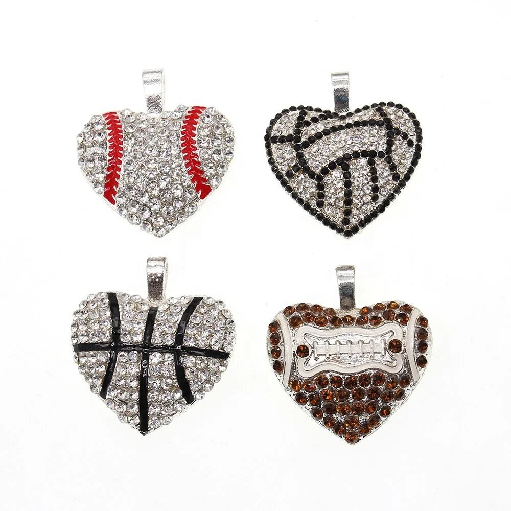 Custom Sport Item Baseball Basketball Football Heart Shape Rhinestone Pendent Charms
Custom Sport Item Baseball Basketball Football Heart Shape Rhinestone Pendent Charms