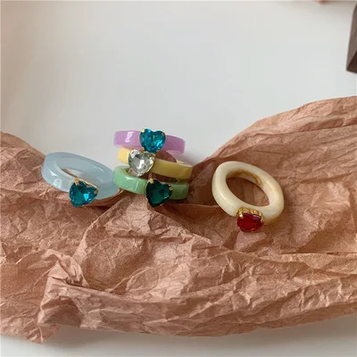 Ins Korean Candy Color Acrylic CZ Heart Finger Rings Crystal Heart Resin Rings For Women Girls
Ins Korean Candy Color Acrylic CZ Heart Finger Rings Crystal Heart Resin Rings For Women Girls