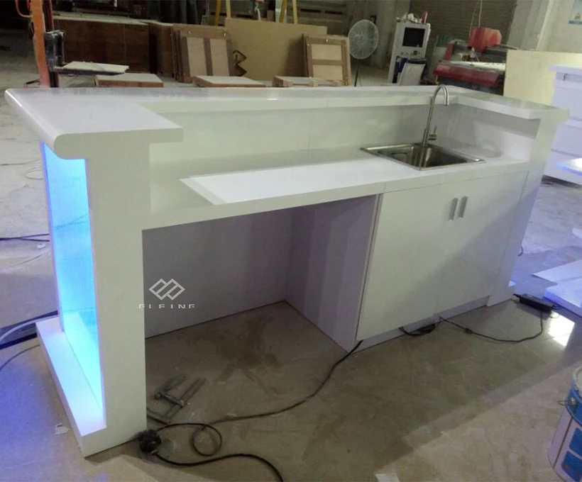 Rectangle good quality led professional design artificial marble stone bar counters