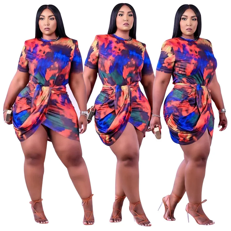 2021 Summer Fashion Casual Asymmetry Women Tie Dye Hip Skirt Plus Size Women's Dresses Bandage Mini Printing Dress
2021 Summer Fashion Casual Asymmetry Women Tie Dye Hip Skirt Plus Size Women's Dresses Bandage Mini Printing Dress