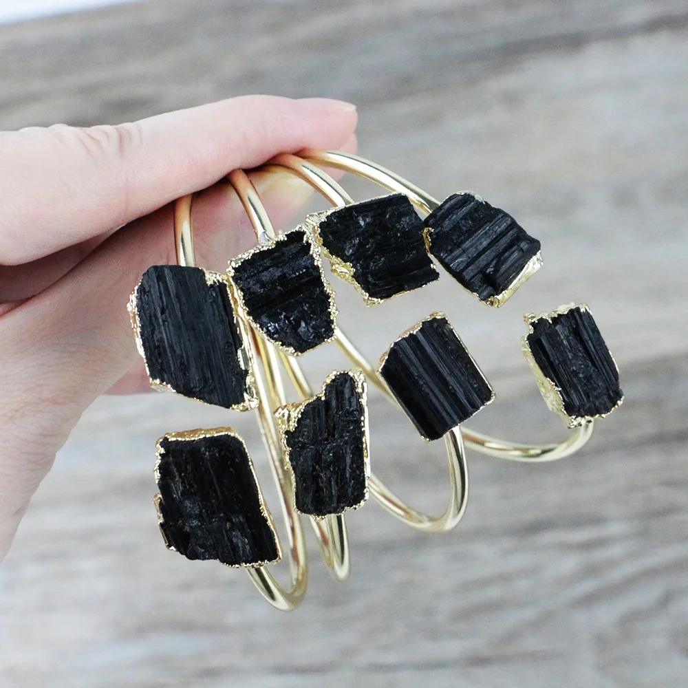 BD-S208 Fashion Natural Black Tourmaline Bracelet Natural Gemstone Bangle Gold Plating Bracelet Hot Selling, Gold color
BD-S208 Fashion Natural Black Tourmaline Bracelet Natural Gemstone Bangle Gold Plating Bracelet Hot Selling, Gold color