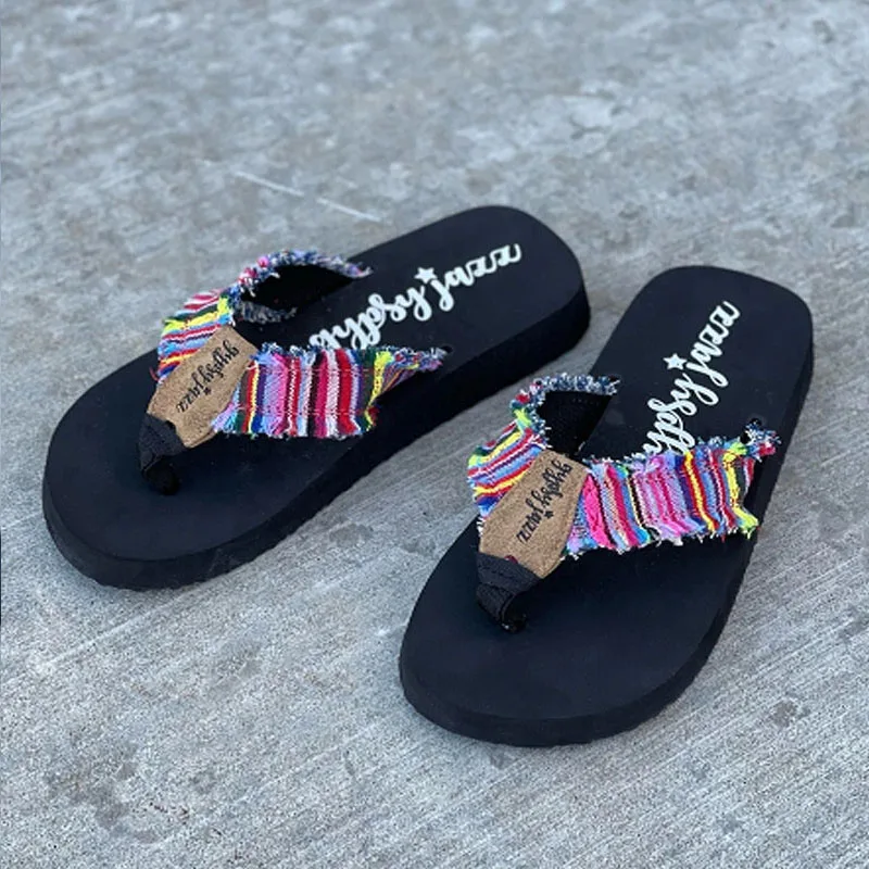 Black Gypsy Jazz Flip Flop Sandals