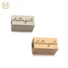 Made Jewelry Custom Made Colorful Rectangle Metal Logo Engraved Charm Beads For Jewelry