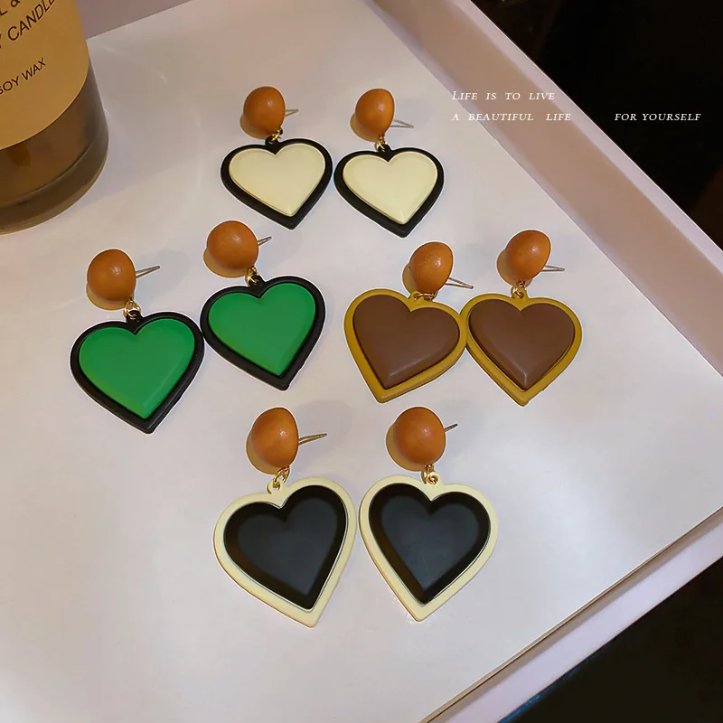 Korean Design Painted Matte Heart Drop Earrings Multi Color 925 Sterling Silver Needle Heart Dangle Earrings
Korean Design Painted Matte Heart Drop Earrings Multi Color 925 Sterling Silver Needle Heart Dangle Earrings