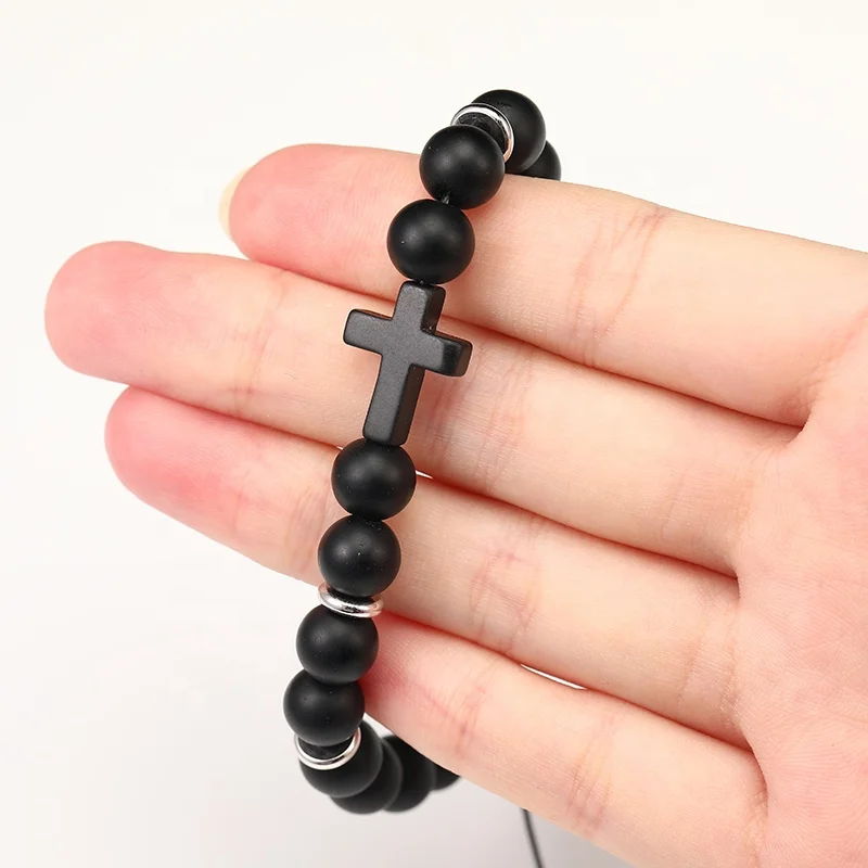 Handmade DIY natural stone cross bracelet charms black beads bracelet women jewelry wristband bangle
Handmade DIY natural stone cross bracelet charms black beads bracelet women jewelry wristband bangle