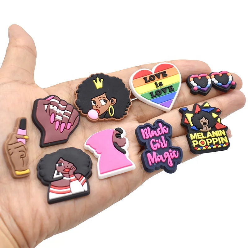 New Black girl magic charms for croc shoe charms for clog shoe accessories, As picture
New Black girl magic charms for croc shoe charms for clog shoe accessories, As picture