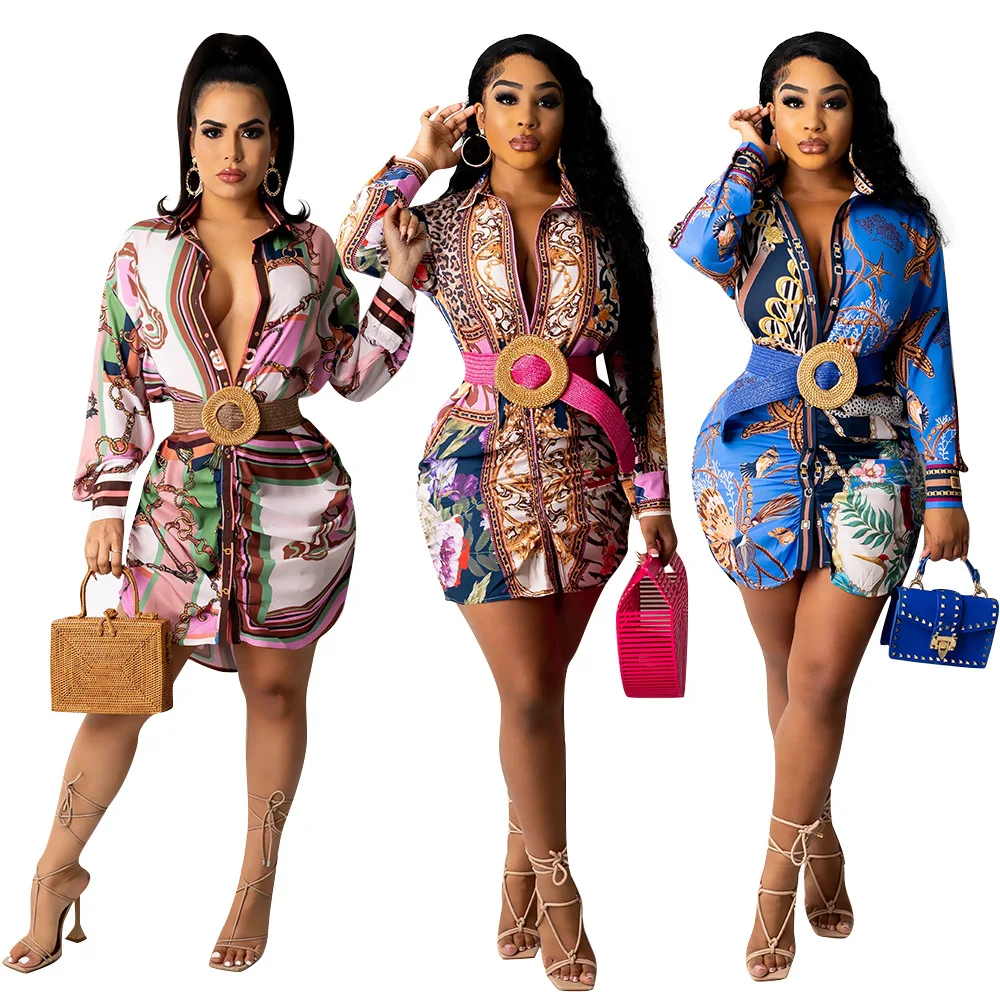 L006 Casual fashion trend women's multicolor positioning printed shirt long sleeve dress
L006 Casual fashion trend women's multicolor positioning printed shirt long sleeve dress