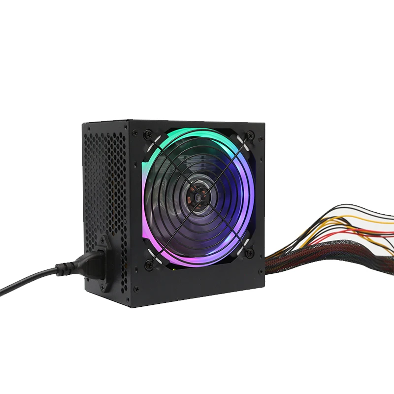 High quality 12cm 14cm RGB fan power supply 600W 80+ silver PSU for PC, Black coated
High quality 12cm 14cm RGB fan power supply 600W 80+ silver PSU for PC, Black coated