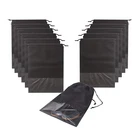 Cheap waterproof transparent clear window non woven drawstring shoe bag for storage