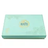 High End China Supplier Custom Logo Gold Hot Stamp Magnetic Clamshell Mooncake Packaging Blue Paper Gift Box