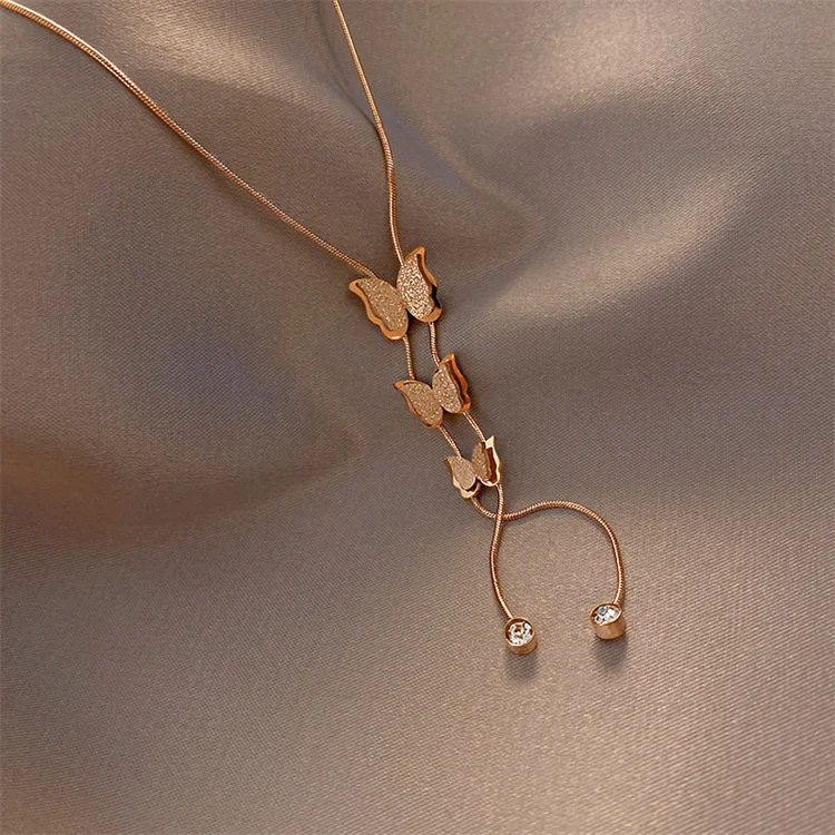 Hot Selling Stainless Steel Women Fashion Jewelry Simple Korean Diamond Three Butterfly Pendant Necklace
Hot Selling Stainless Steel Women Fashion Jewelry Simple Korean Diamond Three Butterfly Pendant Necklace