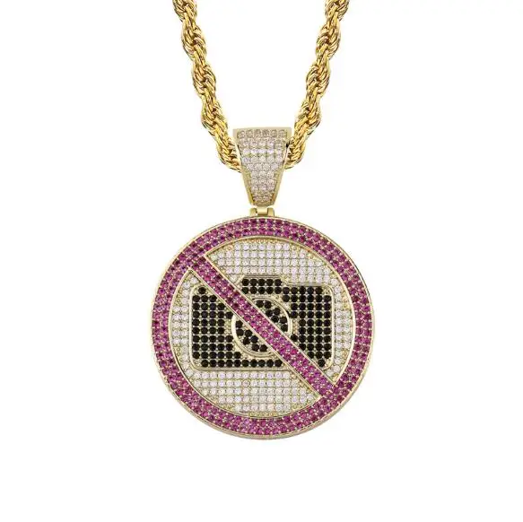New Ice Out CZ Camera Pendant Necklace No Photography Sign Gold Silver Color Necklaces Cubic Zircon Hip Hop Fine Jewelry Set
New Ice Out CZ Camera Pendant Necklace No Photography Sign Gold Silver Color Necklaces Cubic Zircon Hip Hop Fine Jewelry Set