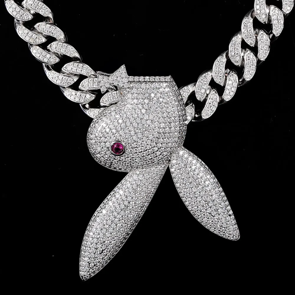 Hiphop Jewelry Luxury Iced Out Cuban Chain Rabbit Head Pendant Necklace Bunny with Bow Necklace, Silver
Hiphop Jewelry Luxury Iced Out Cuban Chain Rabbit Head Pendant Necklace Bunny with Bow Necklace, Silver