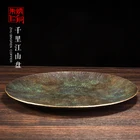 Elegant brass metal plate for home decoration customize handmade folk art chinese colorful luxury